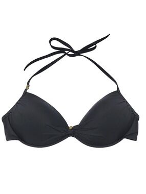 Vintage Victoria’s Secret Ruched Halter Push-Up Bikini Top Black 32B